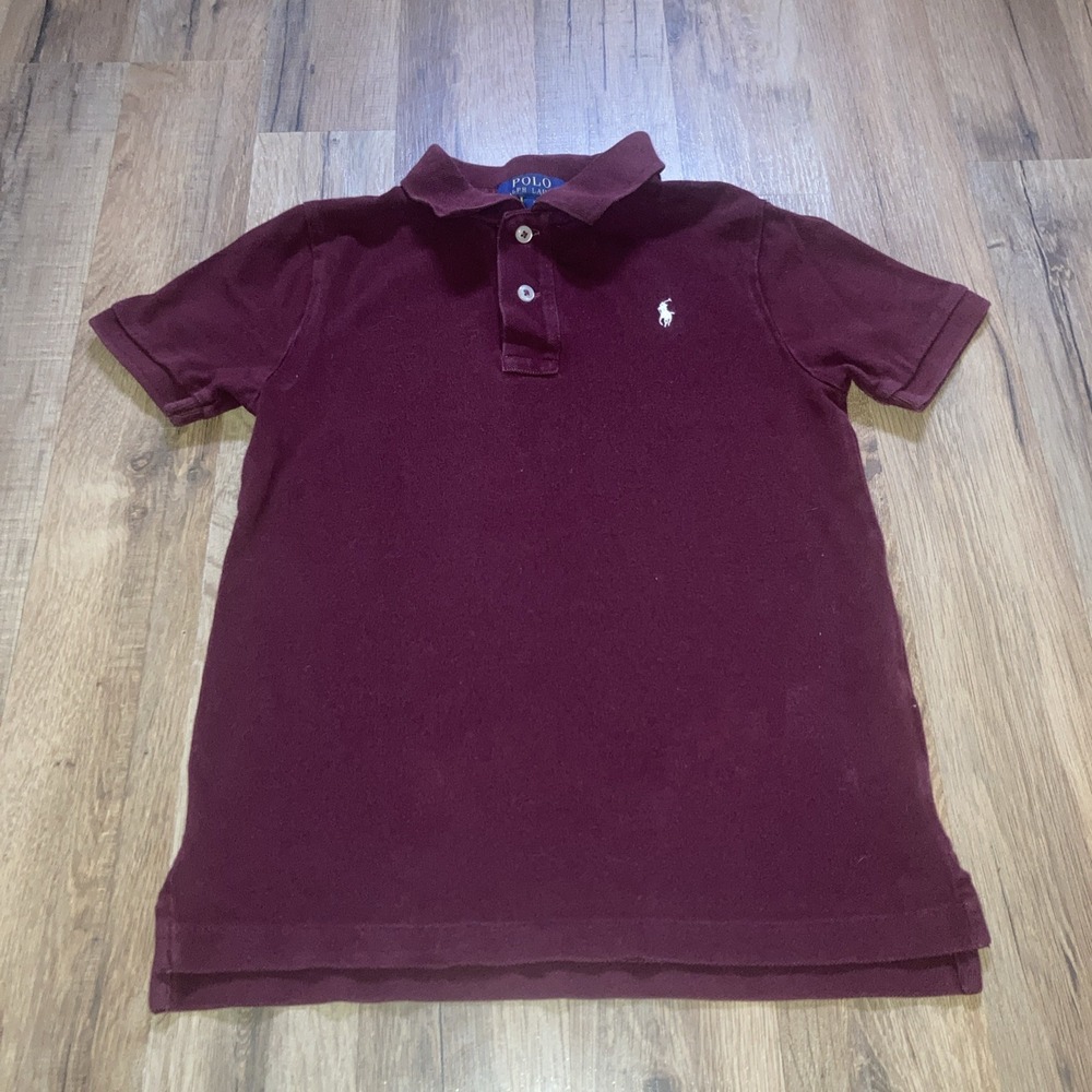 Polo Ralph Lauren Burgundy Soft Cotton Short Sleeve Collared Polo Shirt Boys 7